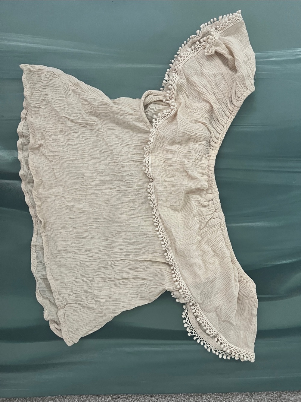 iris Cream Off-Shoulder Ruffle Crop Top - Picture 6 of 6